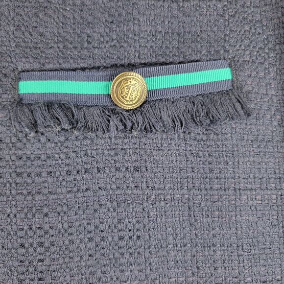 Talbots Skirt Size 18W Pencil Knee Length Zip Slit Green Trim Navy Tweed Office - Picture 2 of 9